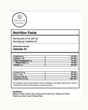Load image into Gallery viewer, genuine essiac nutrition facts 4 oz. bag 3 oz. serving
